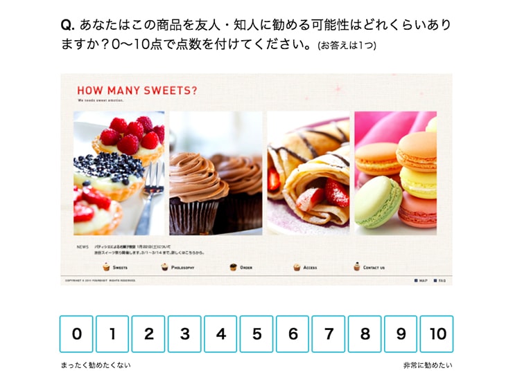 NPS® タイプ設問の回答画面(PC) NPS® タイプ設問の回答画面(PC)