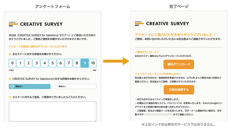 お客様がアンケートに回答