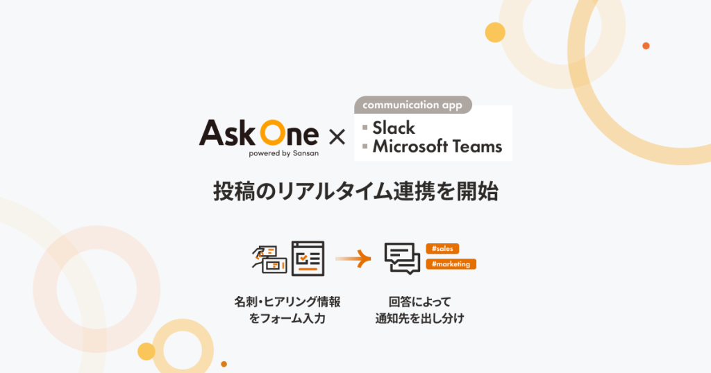 Ask Oneが、社内コミュニケーションツールの「Slack」および「Microsoft Teams」と連携を開始