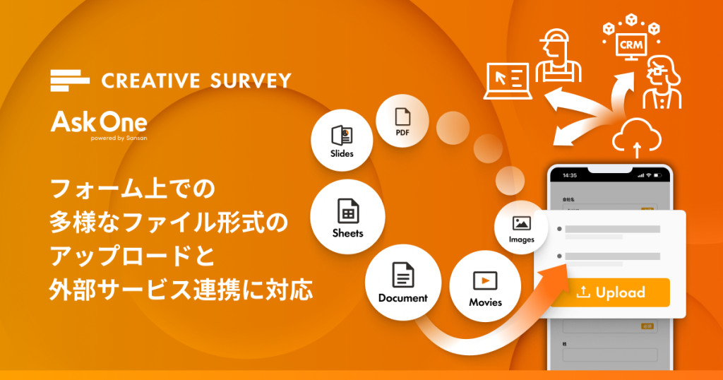 マルチチャネルフォーム「Ask One」・「CREATIVE SURVEY」が、多様なファイル形式のアップロードと外部サービス連携に対応