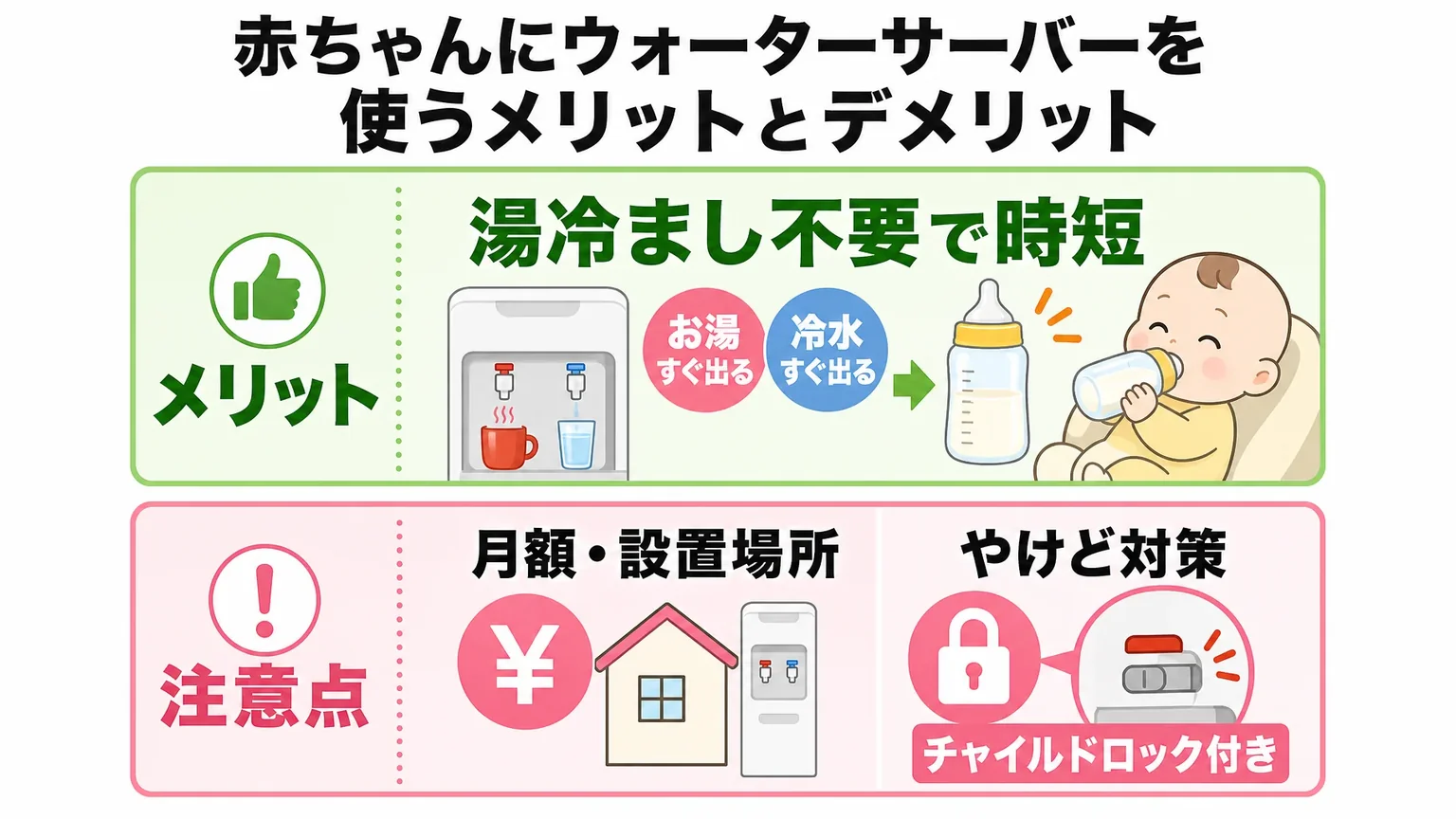 赤ちゃんにウォーターサーバーを使うメリットとデメリット