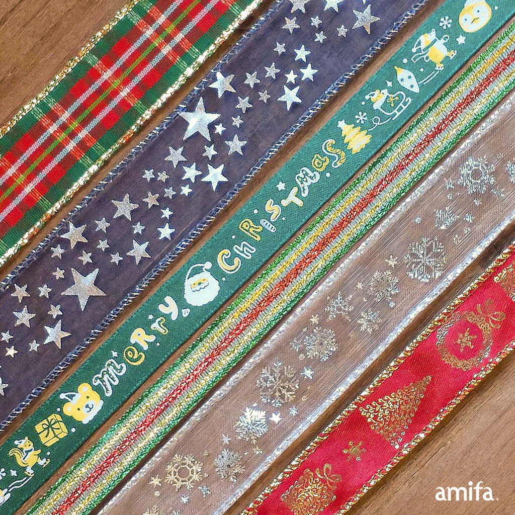Xmas 細リボン付きおっきめリボン【1447】 わか 