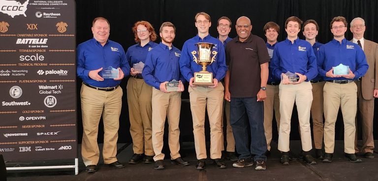 The UCF team taking a group photo after being winning the 2024 National Collegiate Cyber Defense Competition